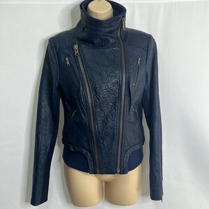North Beach lamb leather blue jacket